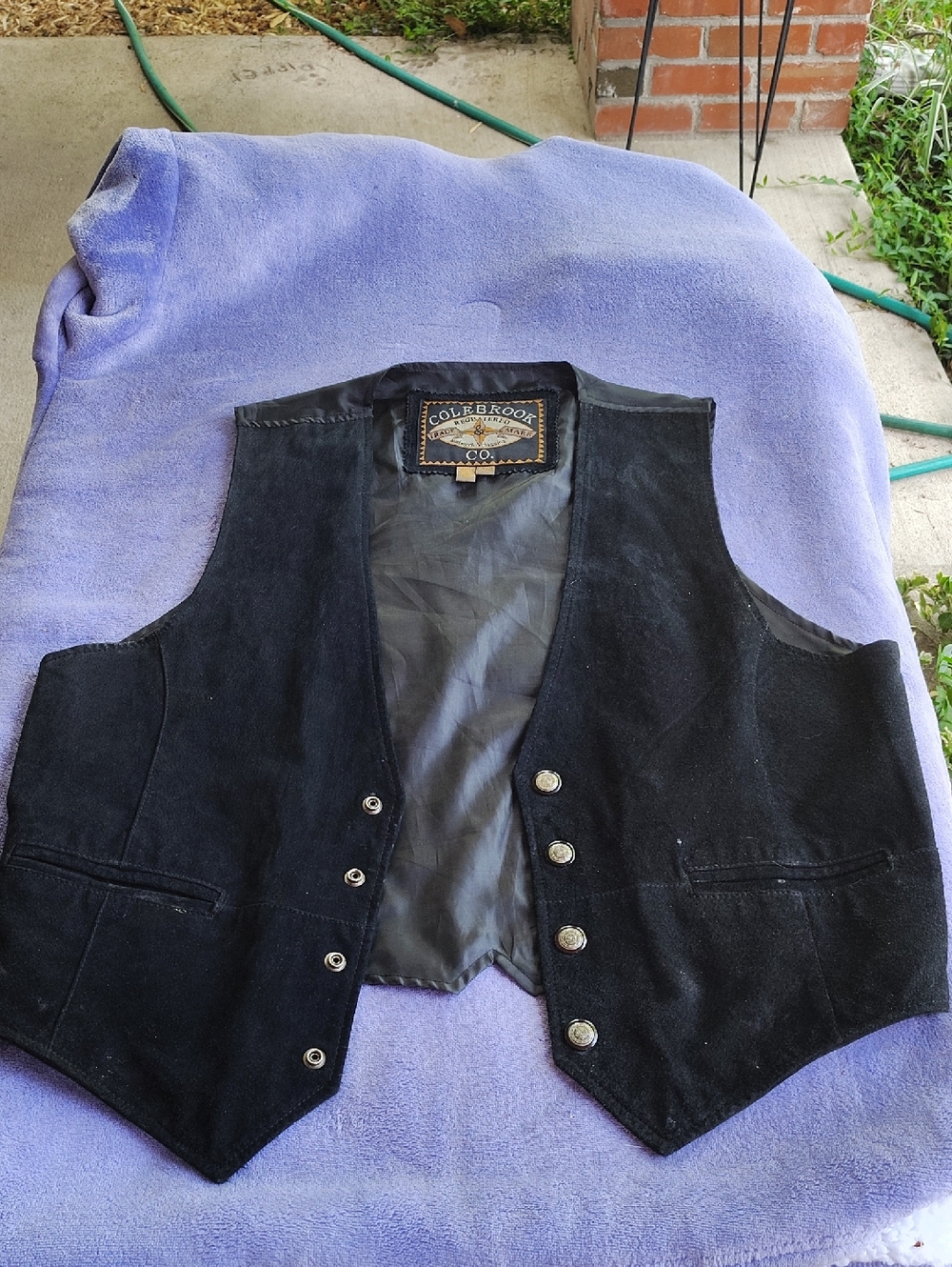 Colebrook Men's Black Suede Vest - Classic Button Front